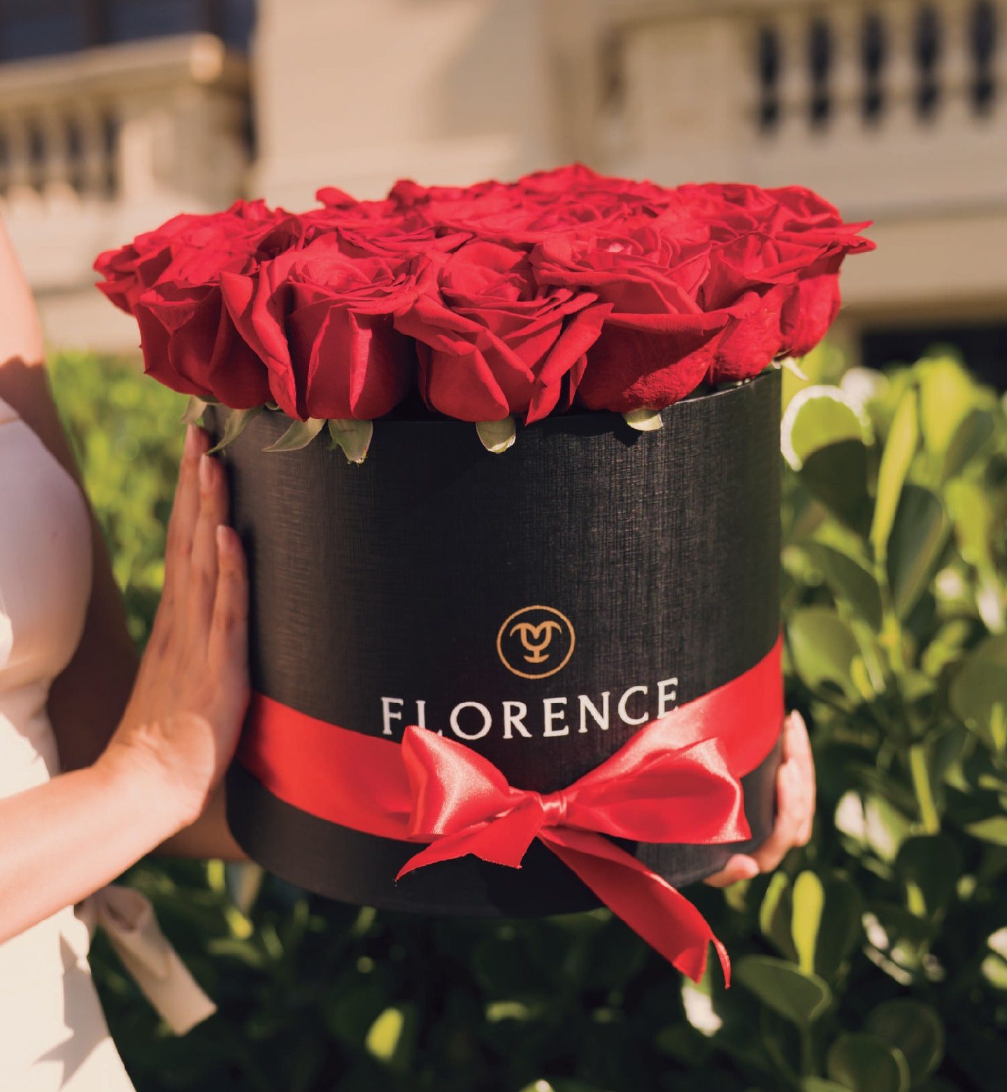 Box Florence com rosas vermelhas